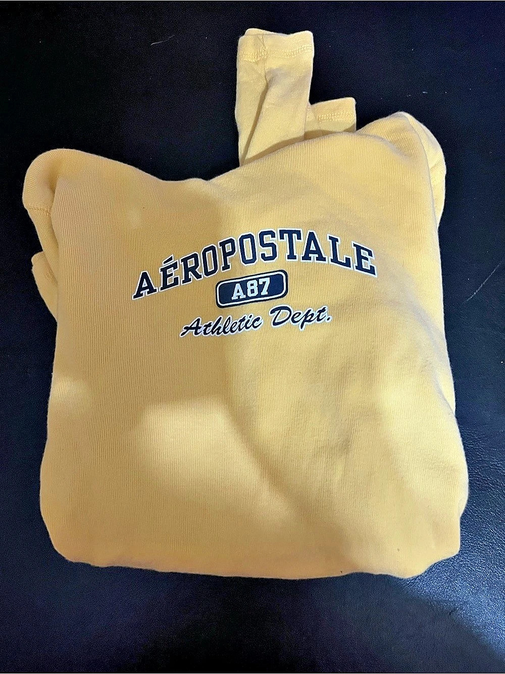 Aeropostale A87 Athletic Dept. Graphic Hoodie in Yellow-Juniors size L